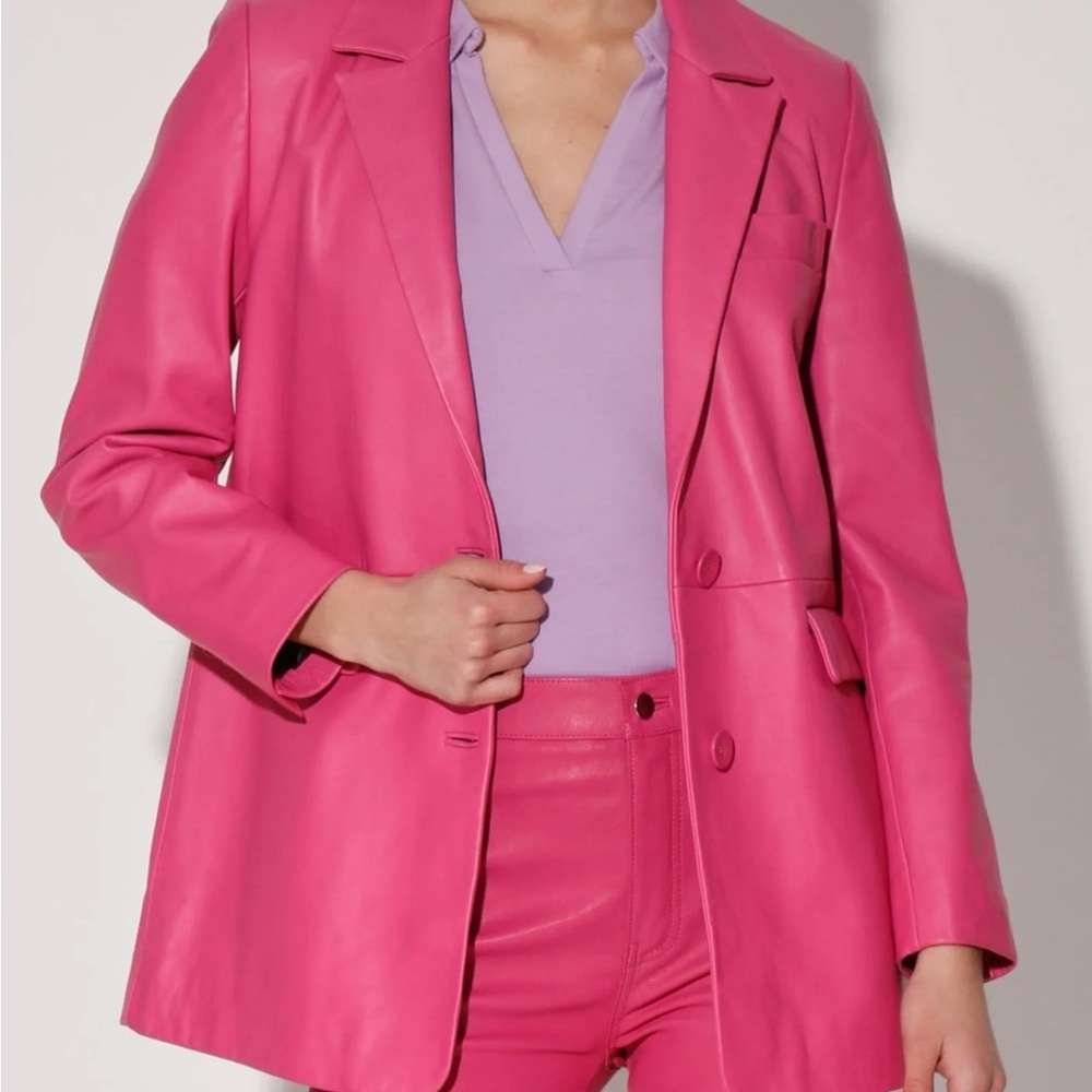Pink Oversized Blazer Hip-Length